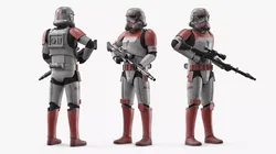 Star Wars Shock Trooper Equipped with Blaster Rifle Worn Armor 3D model