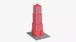 Stylized Cartoon Skyscraper Low Poly Red Low-poly 3D model