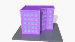 Stylized Corner Apartment Building Purple Low-poly 3D model