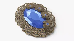 Vintage Aged Brooch with Precious Stones 3D model