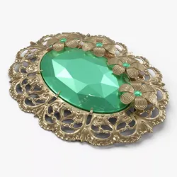Vintage Brooch with Gemstones 3D model