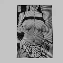 WALL ART - a blonde woman with big tits posing in a pink skirt