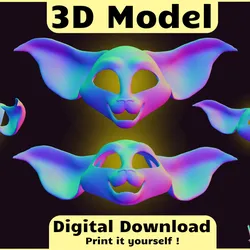 3D Model - Oriental cat fursuit base - STL file - Digital Download - toony feline kitty
