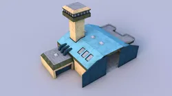 Airport building with roof Low-poly 3D model