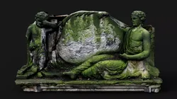 ancient mossy tombstone front part monument PBR photogrammetry Low-poly 3D model