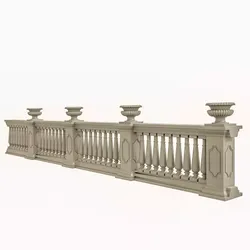Baroque stone fence 3D model