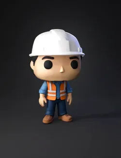 construction worker figurine with white hard hat orange safety vest