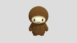 Cute chibi character in brown hoodie