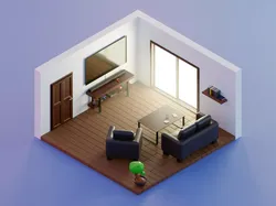 Day low poly living room Low-poly 3D model