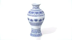 Decorative Ceramic Vase with Blue Pattern Low-poly 3D model
