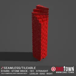 Floor - Stairs - Stone Bricks - Level04 - 1x1 - 90 Degrees RIGHT - Bare Top - Edge - 01.1 (SCUFFED) - 3D Modular Dungeon Tile - DnD Town Minis (www.dnd.town)