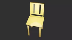 Game style wooden living room  chair real dimension Low-poly 3D model