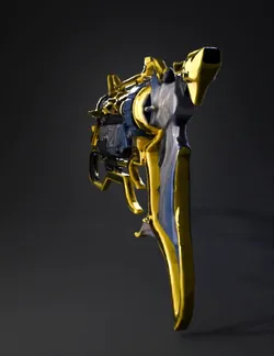 ornate dagger with gold frame and dark blade fantasy weapon with deco