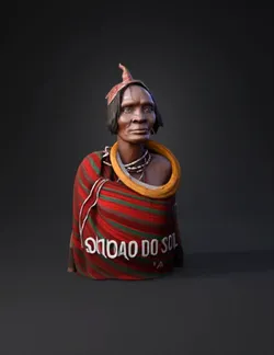 traditional person wearing colorful bead necklaces and textiles on tra