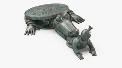 Bronze Alligator Sculpture Grabbing Banker Patinated 3D model