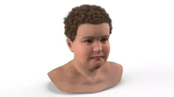 Chubby Boy Head with Curly Hair 3D model
