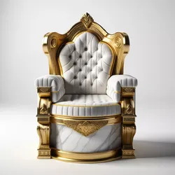 Cracked Marble Throne with Gold Trim 3D model