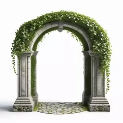 Cracked Stone Archway with Ivy Moss 3D model