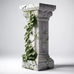 Cracked Stone Pillar with Ivy 3D model