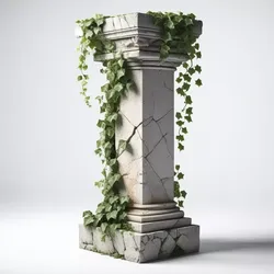 Damaged Stone Column with Ivy 3D model