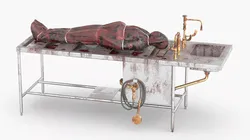 Forensic Lab Table with Tied Bloody Corpse 3D model