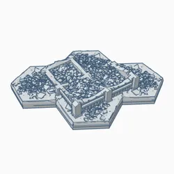 Gothic Destroyed Building 3 with Hex Base