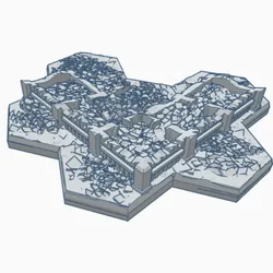 Gothic Destroyed Building 4 with Hex Base