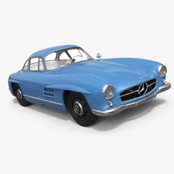 Mercedes-Benz 300SL Gullwing Coupe Blue Simplified 3D model