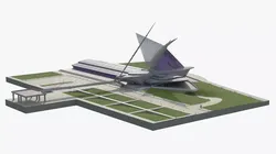 Modern Cultural Pavilion with Retractable Wings 3D model