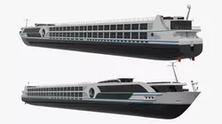 Modern River Cruise Ship White Simplified 3D model