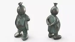 Money Bag Head Businessman Sculpture Verdigris 3D model