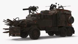 Post-Apocalyptic War Truck with Heavy Armor 3D model