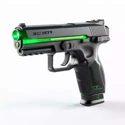 Scifi Pistol Green Sight Matte Black 3D model