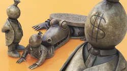 Sewer Alligator Biting Capitalist Bronze 3D model