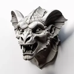 Weathered Stone Gargoyle Head 3D model