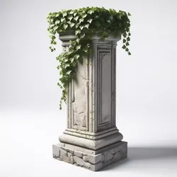 Weathered Stone Pillar with Ivy 3D model