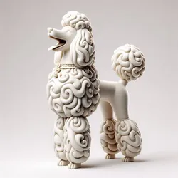 1397 Laughing Poodle Totem - Full-Body Colorful 3D Model, pug, dachshund, poodle, rooster, dog, dogue, beagle, peacock, lion, fox, bull terrier, pomeranian, galgo, wolf, doberman pinscher, newfoundland, decorative, crocodile