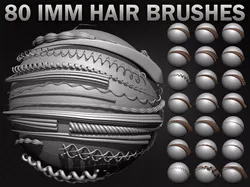 80 IMM Hair Brushes For ZBrush Volume 01 Low-poly 3D model