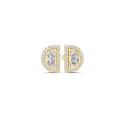 Art Deco Half Moon Diamond Halo Stud Earrings CAD Studs 3D print model