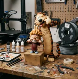 Calvin and Hobbes Funny Faces Diorama for 3D Printing 3D print model
