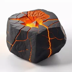 Cracked Lava Rock Glowing Veins 3D model