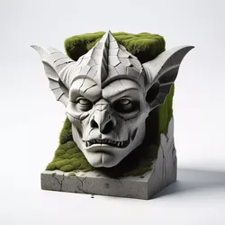 Cracked Stone Gargoyle Head 3D model