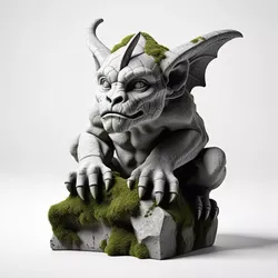 Cracked Stone Gargoyle Statue 3D Model 3D model