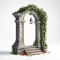 Cracked Stone Gate Pillar with Ivy 3D model