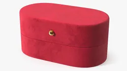 Earring Storage Case Oval Velvet Red 3D model