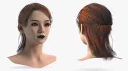 Female Bust with Red Hair and Defined Makeup 3D model