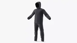 Full-Body Fabric Suit with Hood 3D model