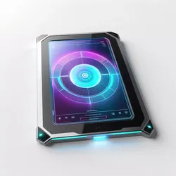 Futuristic Data Tablet with Holographic Screen 3D model