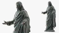 Jesus Christ Statue with Aged Patina Bronze 3D model