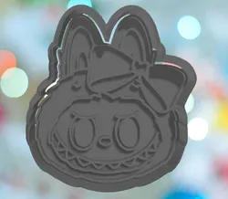 Labubu Face With Bow Cookie Cutter